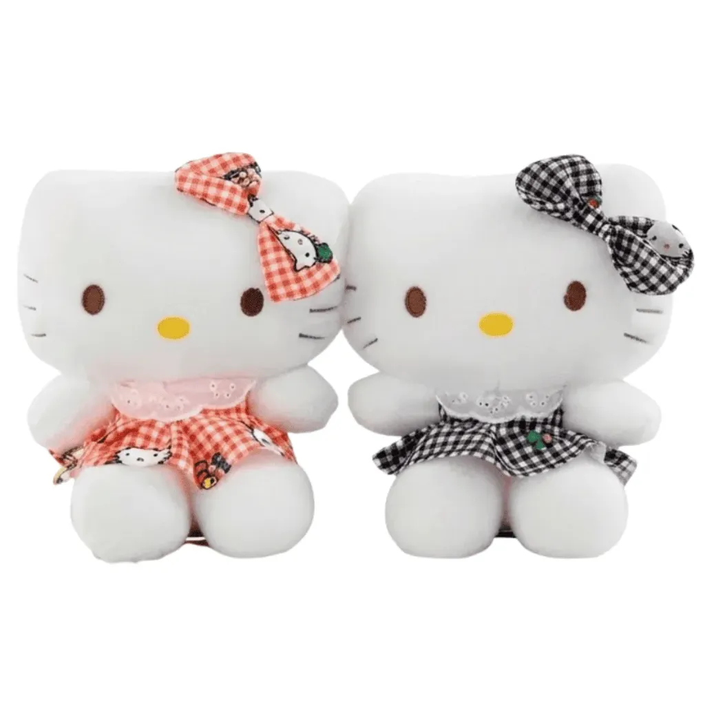 VN PELUCHE HELLO KITTY A CUADROS 8 PULGADAS